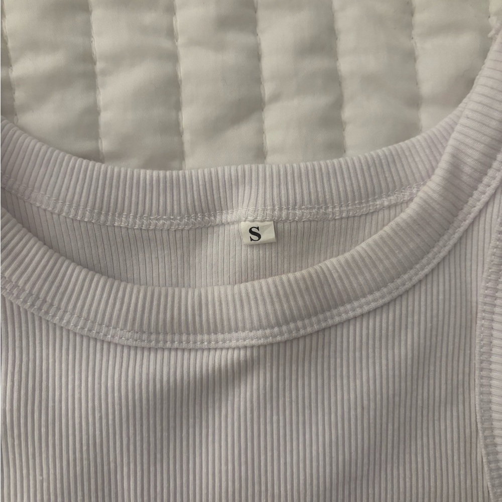 White Ribbed Tank Top - Picture 4 of 5